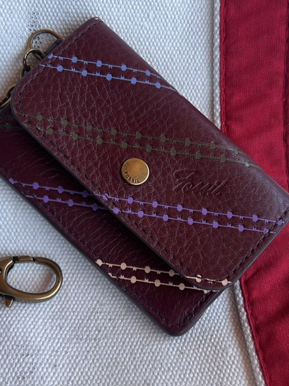 Fossil card holder wallet with chain and clip